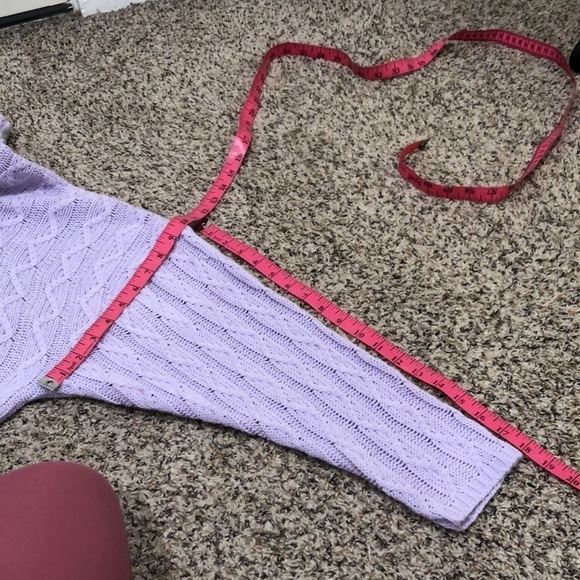 Nasty Gal Cropped Sweater Size 12 Pastel Purple Cable Knit - Picture 8 of 8